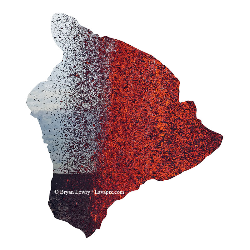 Episode 15_BL9229-2 Big Island.jpg :: The white-tailed tropicbird, also known as Koa'e kea in Hawaiian, is a seabird that breeds on tropical islands and lives in the crater walls of Kilauea Volcano's Halemaumau Vent.
Adults have a 3-foot wingspan.
Episode 15 eruption, Lava fountain, Kilauea volcano, Hawaii Volcanoes National Park, The Big Island of Hawaii. 3-26-25

?Printed in the shape of The Big Island of Hawaii