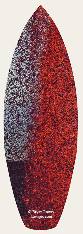 Episode 15_BL9229s(1).jpg :: The white-tailed tropicbird, also known as Koa'e kea in Hawaiian, is a seabird that breeds on tropical islands and lives in the crater walls of Kilauea Volcano's Halemaumau Vent.
Adults have a 3-foot wingspan.
Episode 15 eruption, Lava fountain, Kilauea volcano, Hawaii Volcanoes National Park, The Big Island of Hawaii. 3-26-25

?Printed in the shape of a surfboard