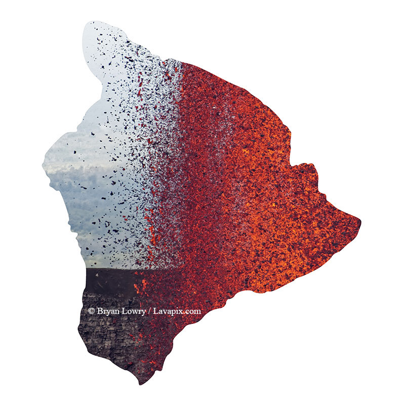 Episode 15_BL9230 Bird_Big Island.jpg :: The white-tailed tropicbird, also known as Koa'e kea in Hawaiian, is a seabird that breeds on tropical islands and lives in the crater walls of Kilauea Volcano's Halemaumau Vent.
Adults have a 3-foot wingspan.
Episode 15 eruption, Lava fountain, Kilauea volcano, Hawaii Volcanoes National Park, The Big Island of Hawaii. 3-26-25

?Printed in the shape of The Big Island of Hawaii