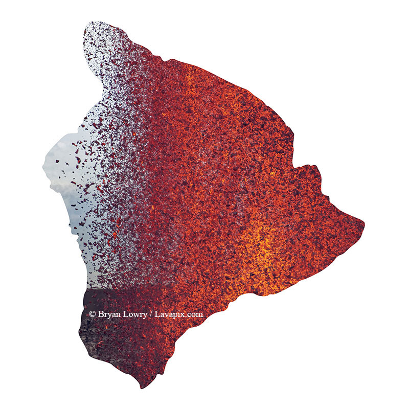 Episode 15_BL9232 Big Island.jpg :: The white-tailed tropicbird, also known as Koa'e kea in Hawaiian, is a seabird that breeds on tropical islands and lives in the crater walls of Kilauea Volcano's Halemaumau Vent.
Adults have a 3-foot wingspan.
Episode 15 eruption, Lava fountain, Kilauea volcano, Hawaii Volcanoes National Park, The Big Island of Hawaii. 3-26-25

?Printed in the shape of The Big Island of Hawaii