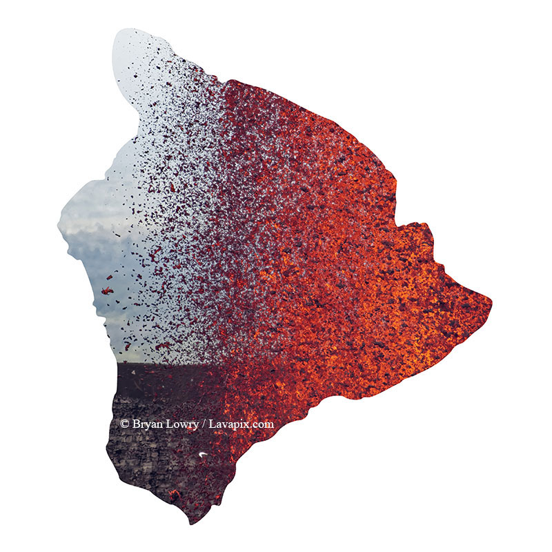 Episode 15_BL9236 Bird_Big Island.jpg :: The white-tailed tropicbird, also known as Koa'e kea in Hawaiian, is a seabird that breeds on tropical islands and lives in the crater walls of Kilauea Volcano's Halemaumau Vent.
Adults have a 3-foot wingspan.
Episode 15 eruption, Lava fountain, Kilauea volcano, Hawaii Volcanoes National Park, The Big Island of Hawaii. 3-26-25

?Printed in the shape of The Big Island of Hawaii