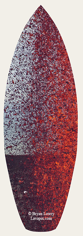 Episode 15_BL9236s-2 Bird.jpg :: The white-tailed tropicbird, also known as Koa'e kea in Hawaiian, is a seabird that breeds on tropical islands and lives in the crater walls of Kilauea Volcano's Halemaumau Vent.
Adults have a 3-foot wingspan.
Episode 15 eruption, Lava fountain, Kilauea volcano, Hawaii Volcanoes National Park, The Big Island of Hawaii. 3-26-25

?Printed in the shape of a surfboard