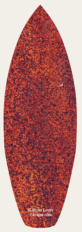 Episode 15_BL9237s Bird.jpg :: The white-tailed tropicbird, also known as Koa'e kea in Hawaiian, is a seabird that breeds on tropical islands and lives in the crater walls of Kilauea Volcano's Halemaumau Vent.
Adults have a 3-foot wingspan.
Episode 15 eruption, Lava fountain, Kilauea volcano, Hawaii Volcanoes National Park, The Big Island of Hawaii. 3-26-25

?Printed in the shape of a surfboard