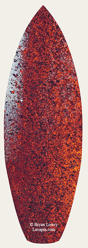 Episode 15_BL9242s-2 Bird.jpg :: The white-tailed tropicbird, also known as Koa'e kea in Hawaiian, is a seabird that breeds on tropical islands and lives in the crater walls of Kilauea Volcano's Halemaumau Vent.
Adults have a 3-foot wingspan.
Episode 15 eruption, Lava fountain, Kilauea volcano, Hawaii Volcanoes National Park, The Big Island of Hawaii. 3-26-25

?Printed in the shape of a surfboard