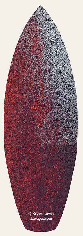 Episode 15_BL9248s Bird(1).jpg :: The white-tailed tropicbird, also known as Koa'e kea in Hawaiian, is a seabird that breeds on tropical islands and lives in the crater walls of Kilauea Volcano's Halemaumau Vent.
Adults have a 3-foot wingspan.
Episode 15 eruption, Lava fountain, Kilauea volcano, Hawaii Volcanoes National Park, The Big Island of Hawaii. 3-26-25

?Printed in the shape of a surfboard