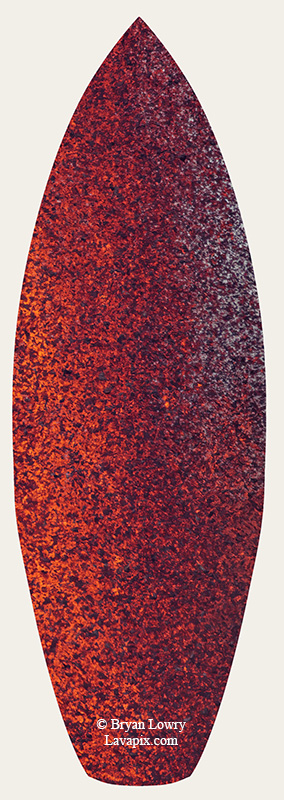 Episode 15_BL9252s-2.jpg :: The white-tailed tropicbird, also known as Koa'e kea in Hawaiian, is a seabird that breeds on tropical islands and lives in the crater walls of Kilauea Volcano's Halemaumau Vent.
Adults have a 3-foot wingspan.
Episode 15 eruption, Lava fountain, Kilauea volcano, Hawaii Volcanoes National Park, The Big Island of Hawaii. 3-26-25

?Printed in the shape of a surfboard