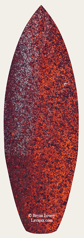 Episode 15_BL9258s Bird.jpg :: The white-tailed tropicbird, also known as Koa'e kea in Hawaiian, is a seabird that breeds on tropical islands and lives in the crater walls of Kilauea Volcano's Halemaumau Vent.
Adults have a 3-foot wingspan.
Episode 15 eruption, Lava fountain, Kilauea volcano, Hawaii Volcanoes National Park, The Big Island of Hawaii. 3-26-25

?Printed in the shape of a surfboard