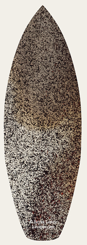 Episode 15_BL9263s.jpg :: The white-tailed tropicbird, also known as Koa'e kea in Hawaiian, is a seabird that breeds on tropical islands and lives in the crater walls of Kilauea Volcano's Halemaumau Vent.
Adults have a 3-foot wingspan.
Episode 15 eruption, Lava fountain, Kilauea volcano, Hawaii Volcanoes National Park, The Big Island of Hawaii. 3-26-25

?Printed in the shape of a surfboard