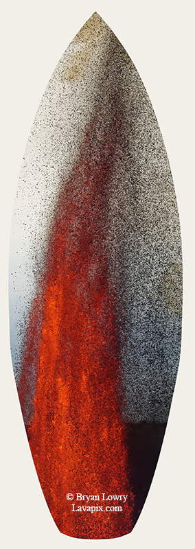 Episode 15_BL9267s-2(1).jpg :: The white-tailed tropicbird, also known as Koa'e kea in Hawaiian, is a seabird that breeds on tropical islands and lives in the crater walls of Kilauea Volcano's Halemaumau Vent.
Adults have a 3-foot wingspan.
Episode 15 eruption, Lava fountain, Kilauea volcano, Hawaii Volcanoes National Park, The Big Island of Hawaii. 3-26-25

?Printed in the shape of a surfboard