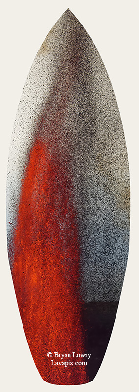 Episode 15_BL9268s-2.jpg :: The white-tailed tropicbird, also known as Koa'e kea in Hawaiian, is a seabird that breeds on tropical islands and lives in the crater walls of Kilauea Volcano's Halemaumau Vent.
Adults have a 3-foot wingspan.
Episode 15 eruption, Lava fountain, Kilauea volcano, Hawaii Volcanoes National Park, The Big Island of Hawaii. 3-26-25

?Printed in the shape of a surfboard