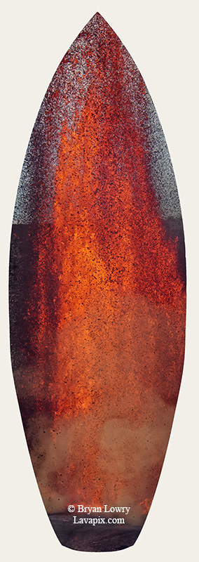 Episode 15_BL9270s.jpg :: The white-tailed tropicbird, also known as Koa'e kea in Hawaiian, is a seabird that breeds on tropical islands and lives in the crater walls of Kilauea Volcano's Halemaumau Vent.
Adults have a 3-foot wingspan.
Episode 15 eruption, Lava fountain, Kilauea volcano, Hawaii Volcanoes National Park, The Big Island of Hawaii. 3-26-25

?Printed in the shape of a surfboard