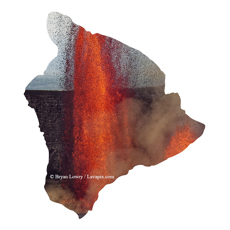 Episode 15_BL9272 Bird_Big Island.jpg :: The white-tailed tropicbird, also known as Koa'e kea in Hawaiian, is a seabird that breeds on tropical islands and lives in the crater walls of Kilauea Volcano's Halemaumau Vent.
Adults have a 3-foot wingspan.
Episode 15 eruption, Lava fountain, Kilauea volcano, Hawaii Volcanoes National Park, The Big Island of Hawaii. 3-26-25

?Printed in the shape of The Big Island of Hawaii