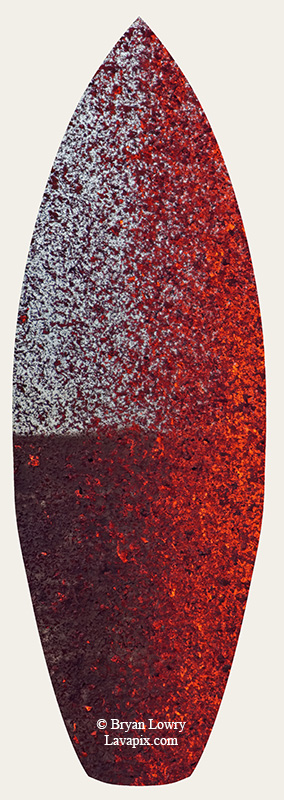 Episode 15_BL9281s-2.jpg :: The white-tailed tropicbird, also known as Koa'e kea in Hawaiian, is a seabird that breeds on tropical islands and lives in the crater walls of Kilauea Volcano's Halemaumau Vent.
Adults have a 3-foot wingspan.
Episode 15 eruption, Lava fountain, Kilauea volcano, Hawaii Volcanoes National Park, The Big Island of Hawaii. 3-26-25

?Printed in the shape of a surfboard