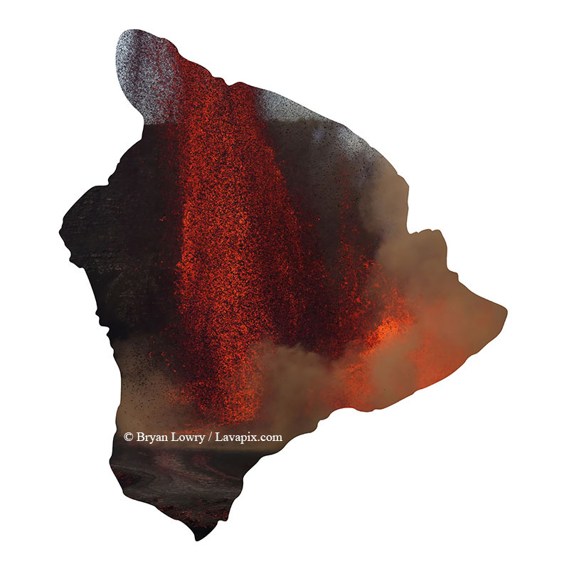 Episode 15_BL9286 Big Island.jpg :: The white-tailed tropicbird, also known as Koa'e kea in Hawaiian, is a seabird that breeds on tropical islands and lives in the crater walls of Kilauea Volcano's Halemaumau Vent.
Adults have a 3-foot wingspan.
Episode 15 eruption, Lava fountain, Kilauea volcano, Hawaii Volcanoes National Park, The Big Island of Hawaii. 3-26-25

?Printed in the shape of The Big Island of Hawaii