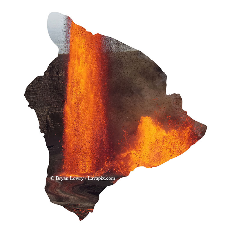 Episode 15_BL9289 Bird_Big Island.jpg :: The white-tailed tropicbird, also known as Koa'e kea in Hawaiian, is a seabird that breeds on tropical islands and lives in the crater walls of Kilauea Volcano's Halemaumau Vent.
Adults have a 3-foot wingspan.
Episode 15 eruption, Lava fountain, Kilauea volcano, Hawaii Volcanoes National Park, The Big Island of Hawaii. 3-26-25

?Printed in the shape of The Big Island of Hawaii