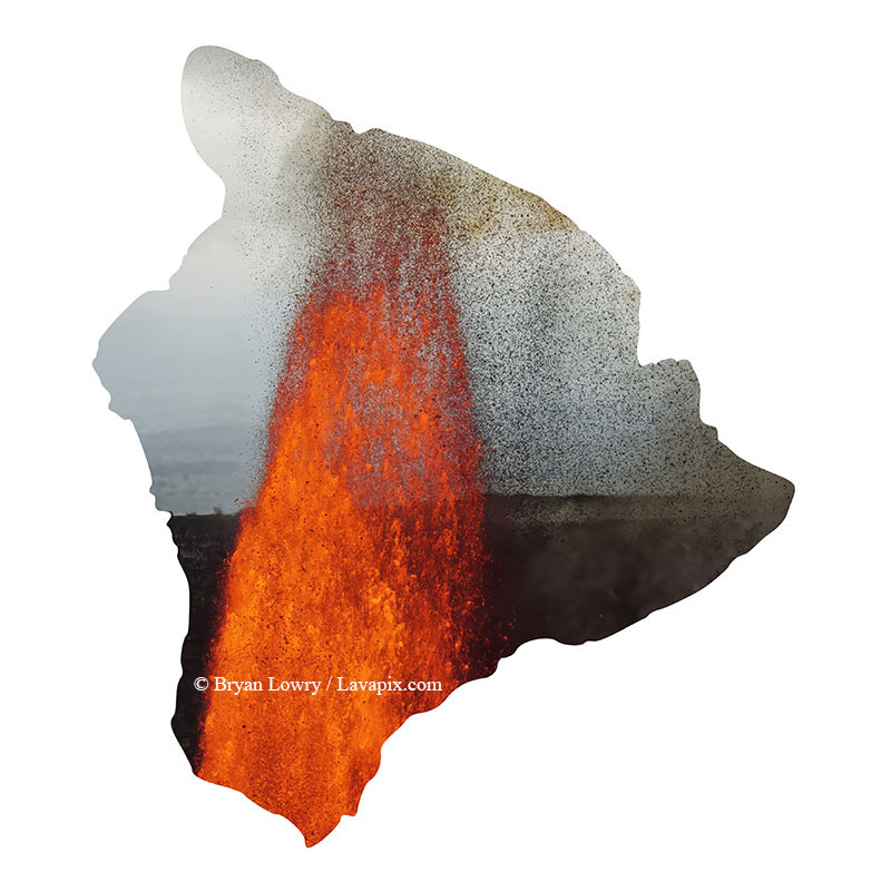 Episode 15_BL9312_Big Island.jpg :: The white-tailed tropicbird, also known as Koa'e kea in Hawaiian, is a seabird that breeds on tropical islands and lives in the crater walls of Kilauea Volcano's Halemaumau Vent.
Adults have a 3-foot wingspan.
Episode 15 eruption, Lava fountain, Kilauea volcano, Hawaii Volcanoes National Park, The Big Island of Hawaii. 3-26-25

?Printed in the shape of The Big Island of Hawaii