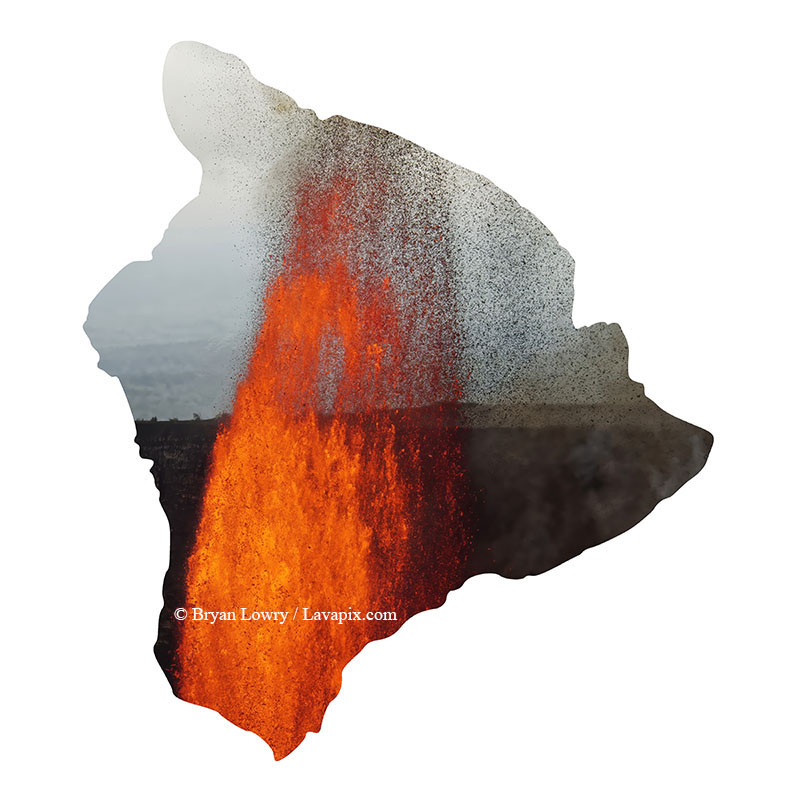 Episode 15_BL9314_Big Island.jpg :: The white-tailed tropicbird, also known as Koa'e kea in Hawaiian, is a seabird that breeds on tropical islands and lives in the crater walls of Kilauea Volcano's Halemaumau Vent.
Adults have a 3-foot wingspan.
Episode 15 eruption, Lava fountain, Kilauea volcano, Hawaii Volcanoes National Park, The Big Island of Hawaii. 3-26-25

?Printed in the shape of The Big Island of Hawaii