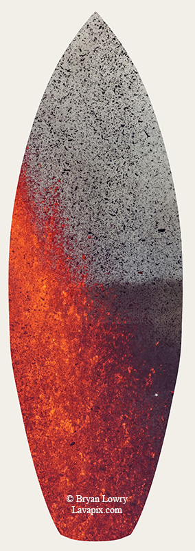 Episode 15_BL9329s Bird(1).jpg :: The white-tailed tropicbird, also known as Koa'e kea in Hawaiian, is a seabird that breeds on tropical islands and lives in the crater walls of Kilauea Volcano's Halemaumau Vent.
Adults have a 3-foot wingspan.
Episode 15 eruption, Lava fountain, Kilauea volcano, Hawaii Volcanoes National Park, The Big Island of Hawaii. 3-26-25

?Printed in the shape of a surfboard