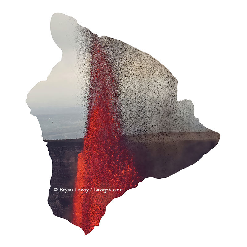 Episode 15_BL9331 Birds3_Big Island.jpg :: The white-tailed tropicbird, also known as Koa'e kea in Hawaiian, is a seabird that breeds on tropical islands and lives in the crater walls of Kilauea Volcano's Halemaumau Vent.
Adults have a 3-foot wingspan.
Episode 15 eruption, Lava fountain, Kilauea volcano, Hawaii Volcanoes National Park, The Big Island of Hawaii. 3-26-25

?Printed in the shape of The Big Island of Hawaii