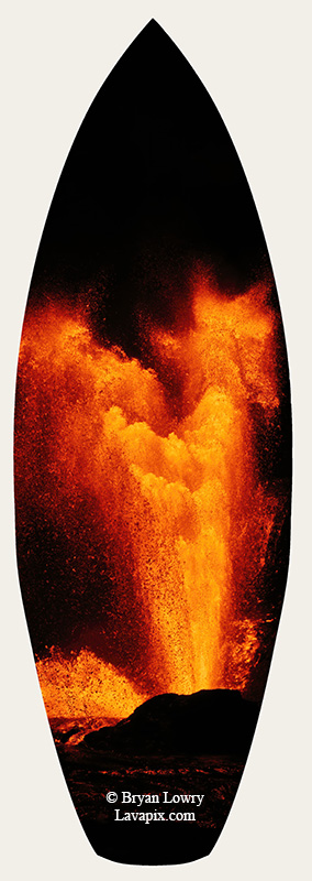 Episode 24-GH5_9415s_6425.jpg :: Episode 24 eruption, Lava fountain, Kilauea volcano, Hawaii Volcanoes National Park, The Big Island of Hawaii. 6-4-2025

Printed in the shape of a surfboard