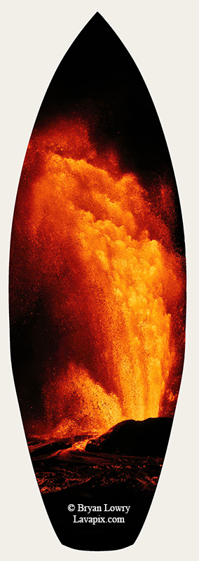 Episode 24-GH5_9456s_6425.jpg :: Episode 24 eruption, Lava fountain, Kilauea volcano, Hawaii Volcanoes National Park, The Big Island of Hawaii. 6-4-2025

Printed in the shape of a surfboard