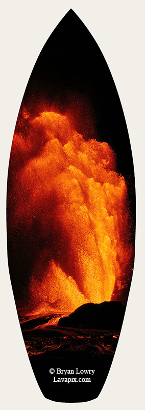 Episode 24-GH5_9465s_6425.jpg :: Episode 24 eruption, Lava fountain, Kilauea volcano, Hawaii Volcanoes National Park, The Big Island of Hawaii. 6-4-2025

Printed in the shape of a surfboard