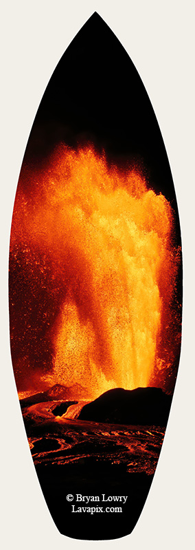 Episode 24-GH5_9497s_6425.jpg :: Episode 24 eruption, Lava fountain, Kilauea volcano, Hawaii Volcanoes National Park, The Big Island of Hawaii. 6-4-2025

Printed in the shape of a surfboard