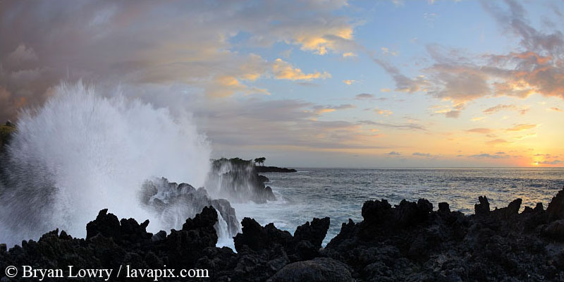 494c-1225139811xx.jpg :: Sunset and waves, End of the world, End of Ali'i Dr, Kailua Kona, The Big Island of Hawaii