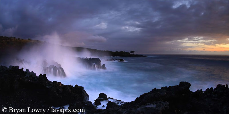 496c-1225139859.jpg :: Sunset and waves, End of the world, End of Ali'i Dr, Kailua Kona, The Big Island of Hawaii