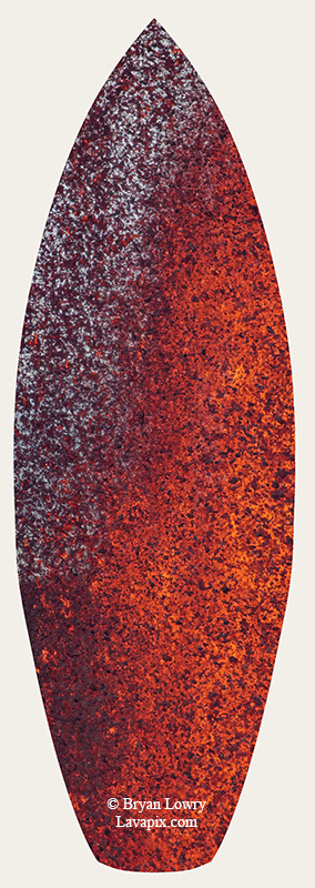 Episode 15_BL9250s-2 Bird.jpg :: The white-tailed tropicbird, also known as Koa'e kea in Hawaiian, is a seabird that breeds on tropical islands and lives in the crater walls of Kilauea Volcano's Halemaumau Vent.
Adults have a 3-foot wingspan.
Episode 15 eruption, Lava fountain, Kilauea volcano, Hawaii Volcanoes National Park, The Big Island of Hawaii. 3-26-25

?Printed in the shape of a surfboard