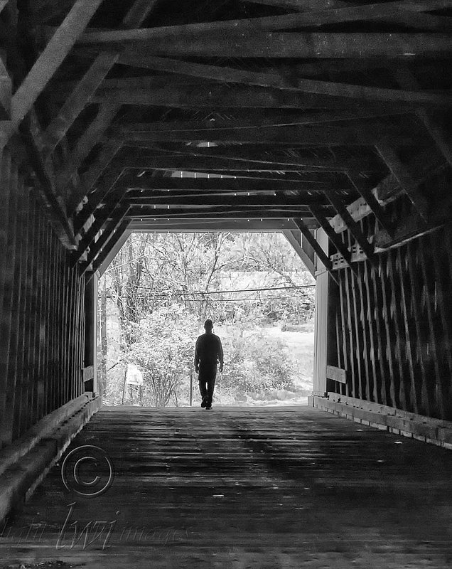 Covered Bridge Silhouette.jpg :: 2013 Silver Lake Nature Center 3rd Place People Outdoors B&W Advanced Amateur
