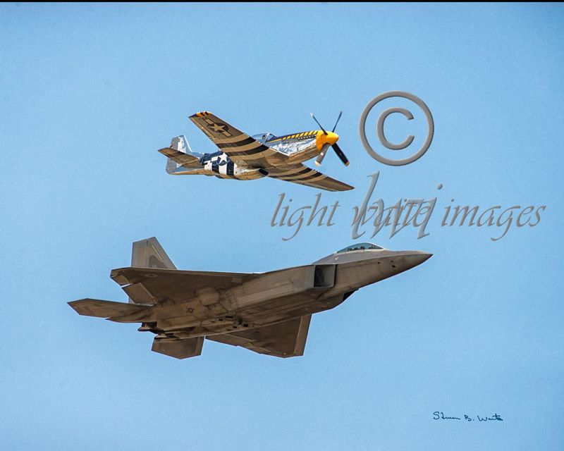 F22-P51 Closeup.jpg :: F-22 & P-51 from Below