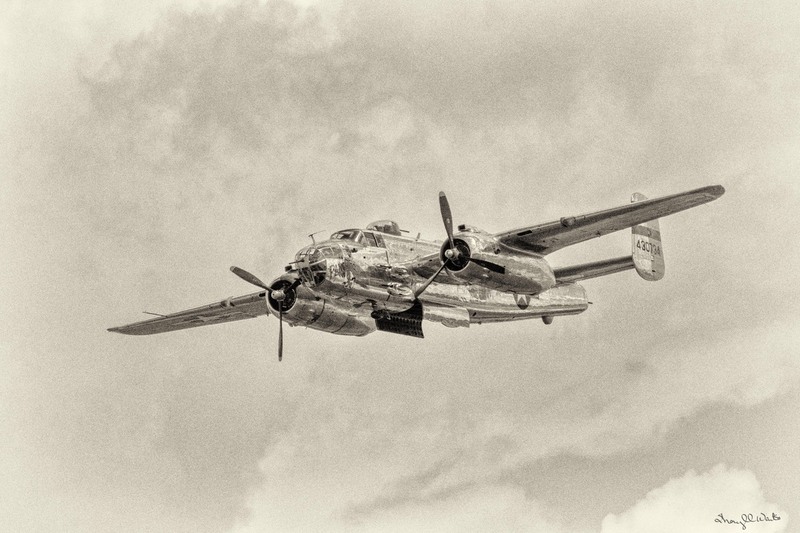 B-25 Panchito Bombs Away BW.jpg :: B-25 Panchito Bombs Away B&W