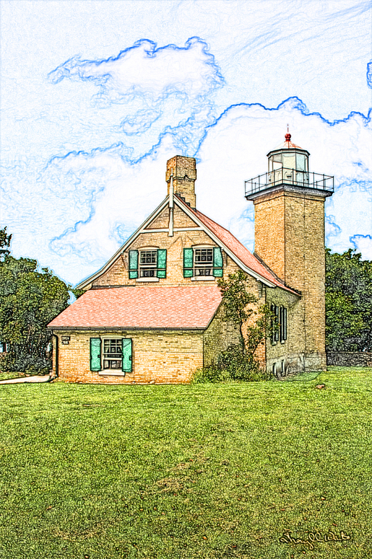 Eagle Bluff Lighthouse sketch effect.jpg