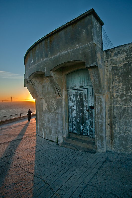 Alcatraz.jpg :: A lone photographer on the island of Alcatraz in the San Francisco bay just before sundown.