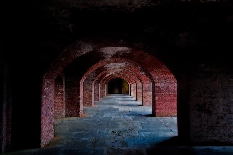 Into the Unkown.jpg :: Fort Point, San Francisco offers excellent oppotunities to work with light, shadwo, and color.