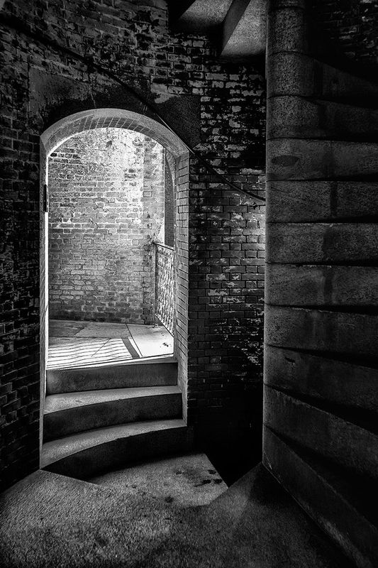 FPStairwell.jpg :: Afternoon light looking out at level 2 from one of the stairwells.