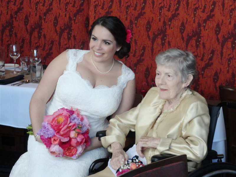 Kate with bouquet and Matts grandmother with nosegay - April 13.jpg