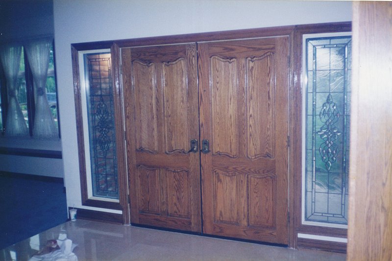 Painting over oak before 2.jpg :: Major preparation to convert to paint.