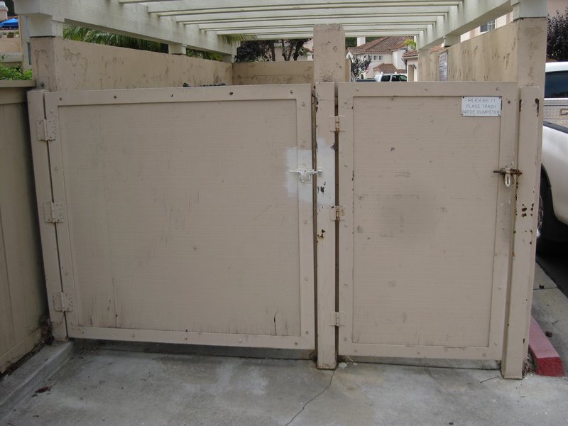 Trash enclosure doors (21).jpg :: A few doors prior to refurbishment