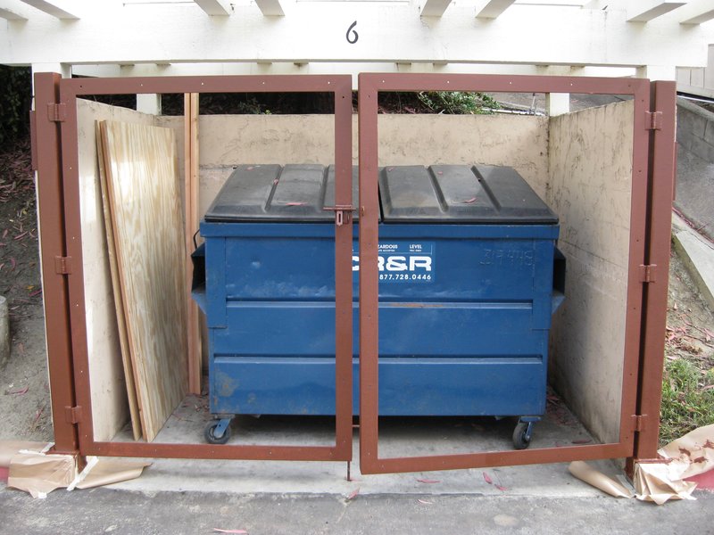 Trash enclosure doors (27).jpg :: Priming prior to paint