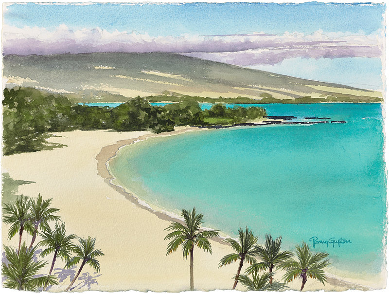 Mauna Kea Bay.jpg :: Mauna Kea Bay - Artist Proof - 8 1/2 X 11 1/2 signed/numbered $100. free shipping within the USA
