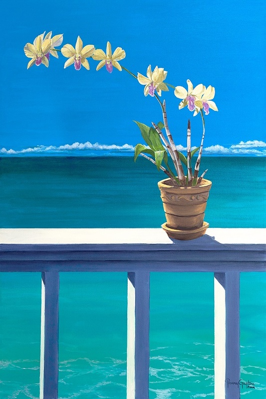 ORCHIDS ON THE RAILING.jpg :: Orchids on the Railing - Artist Proof - 8 X 12 signed/numbered $100. free shipping within the USA