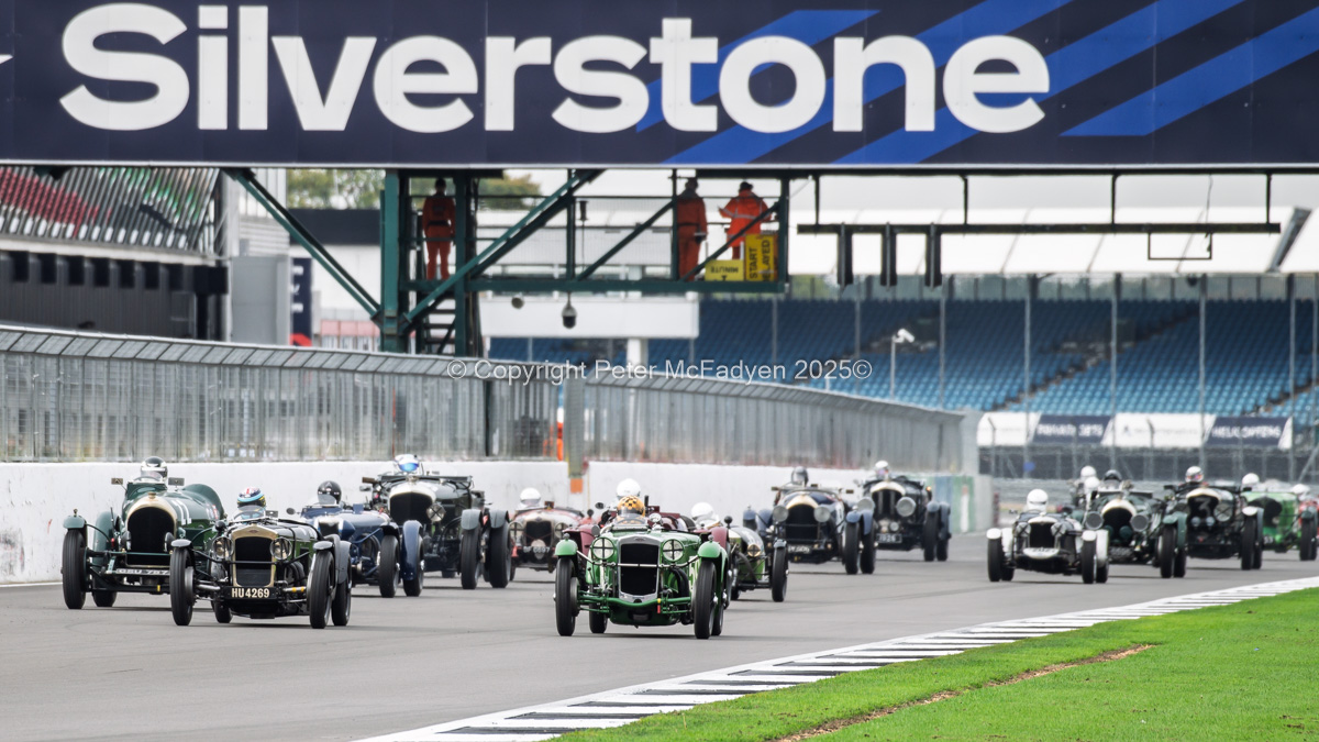 Rolling start for the Pre-War Sports Cars race at MRL Silverstone