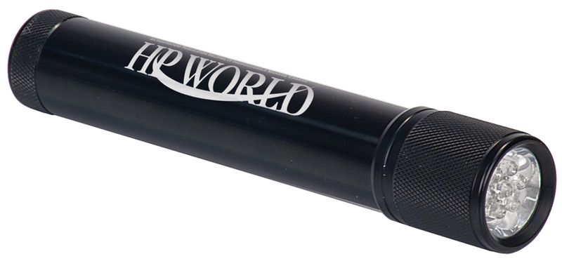 GFT085_(SPECIAL ORDER).jpg :: 7 3/4 inch Black 7 LED Laserable Flashlight