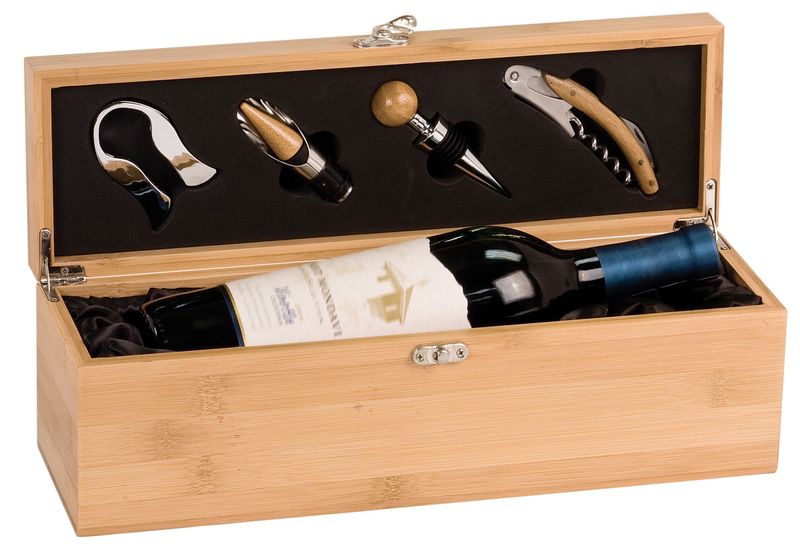 JD-WBX31.jpg :: Bamboo Single Wine Box with Tools
(INCLUDING CUSTOM ENGRAVING)
