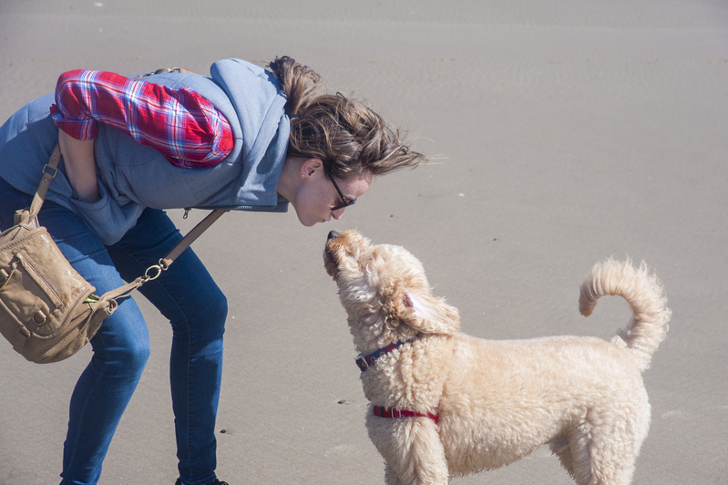 Manzanita beach  a Girl and her dog.jpg
