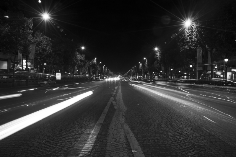 Champs Elysees at night.jpg :: Champs Elysees at night looking towards the Place de la Concorde