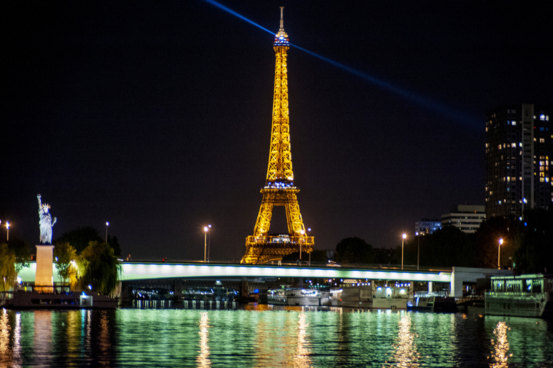 Eiffel Tower at night.jpg :: Eiffel Tower at night as seen from the Seine