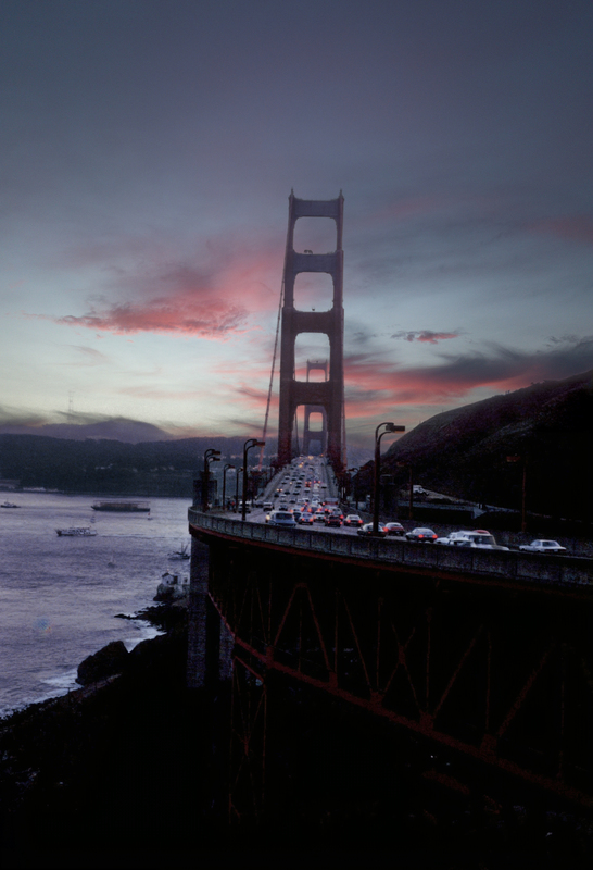 Golden Gate Bridge 1980.jpg :: Sunset at the Golden Gate Bridge 1980